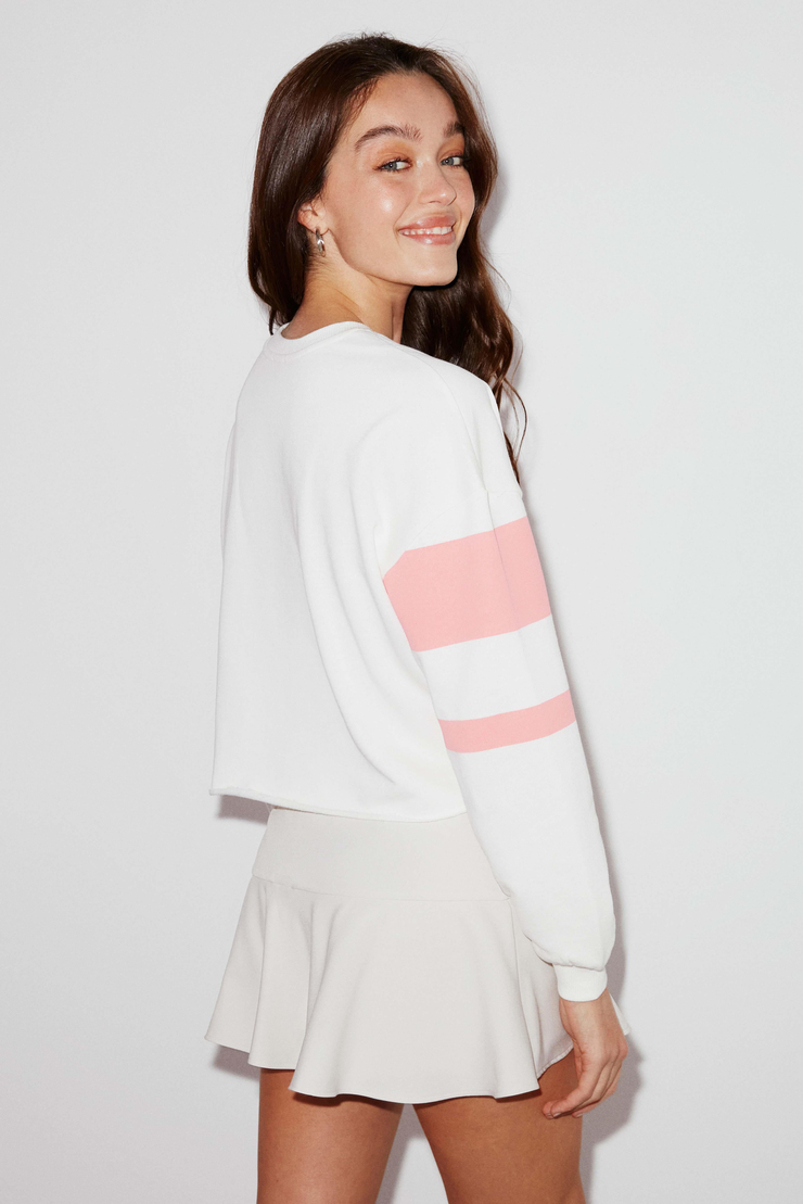 Whıtney Crop Pembe Sweatshirt