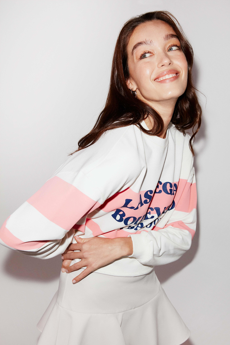 Whıtney Crop Pembe Sweatshirt