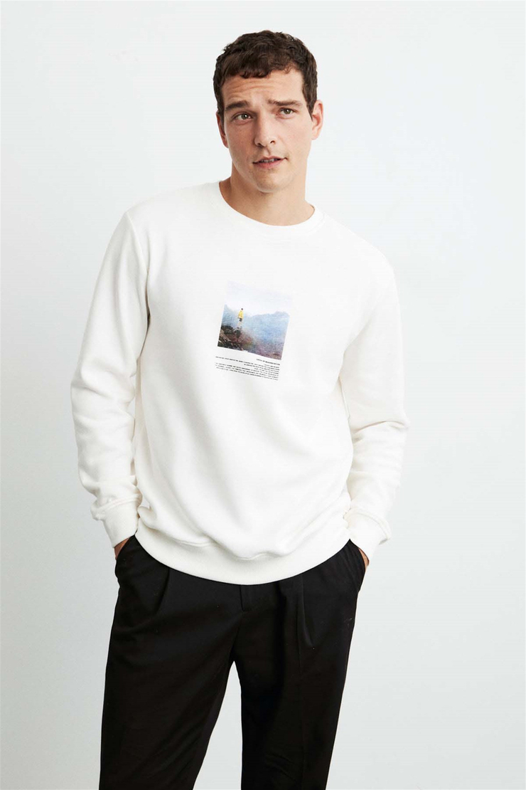 WINSTON Örme Comfort Fit Ekru  Sweatshirt