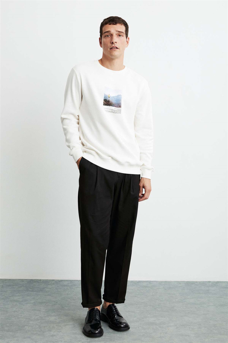 WINSTON Örme Comfort Fit Ekru  Sweatshirt