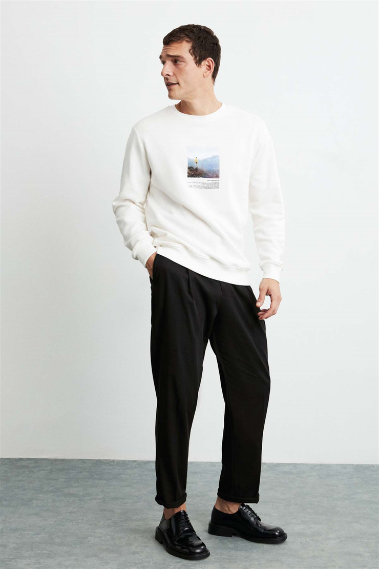 WINSTON Örme Comfort Fit Ekru  Sweatshirt