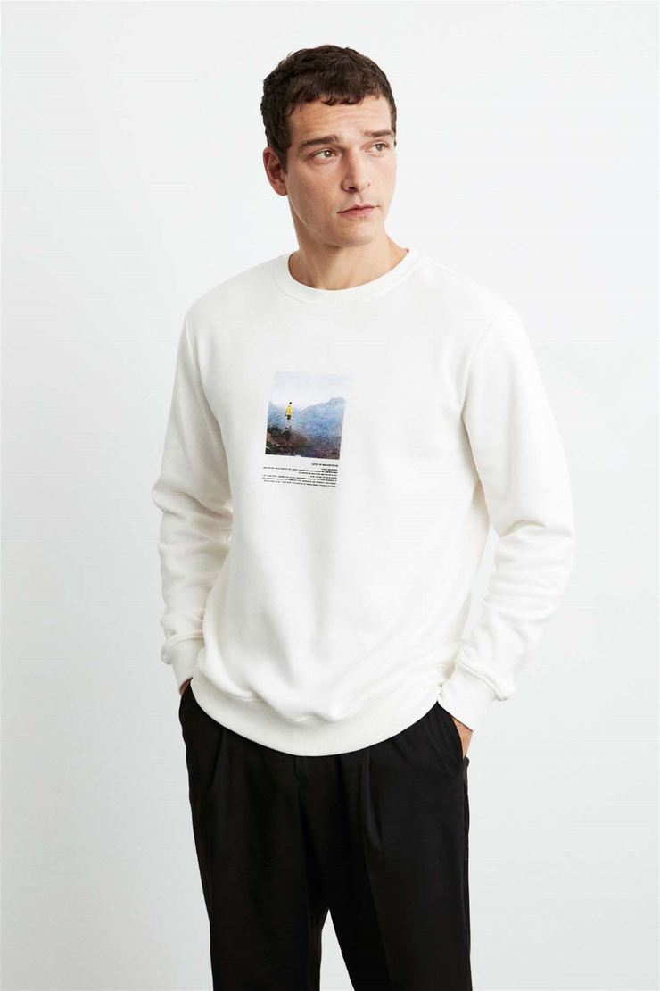 WINSTON Örme Comfort Fit Ekru  Sweatshirt