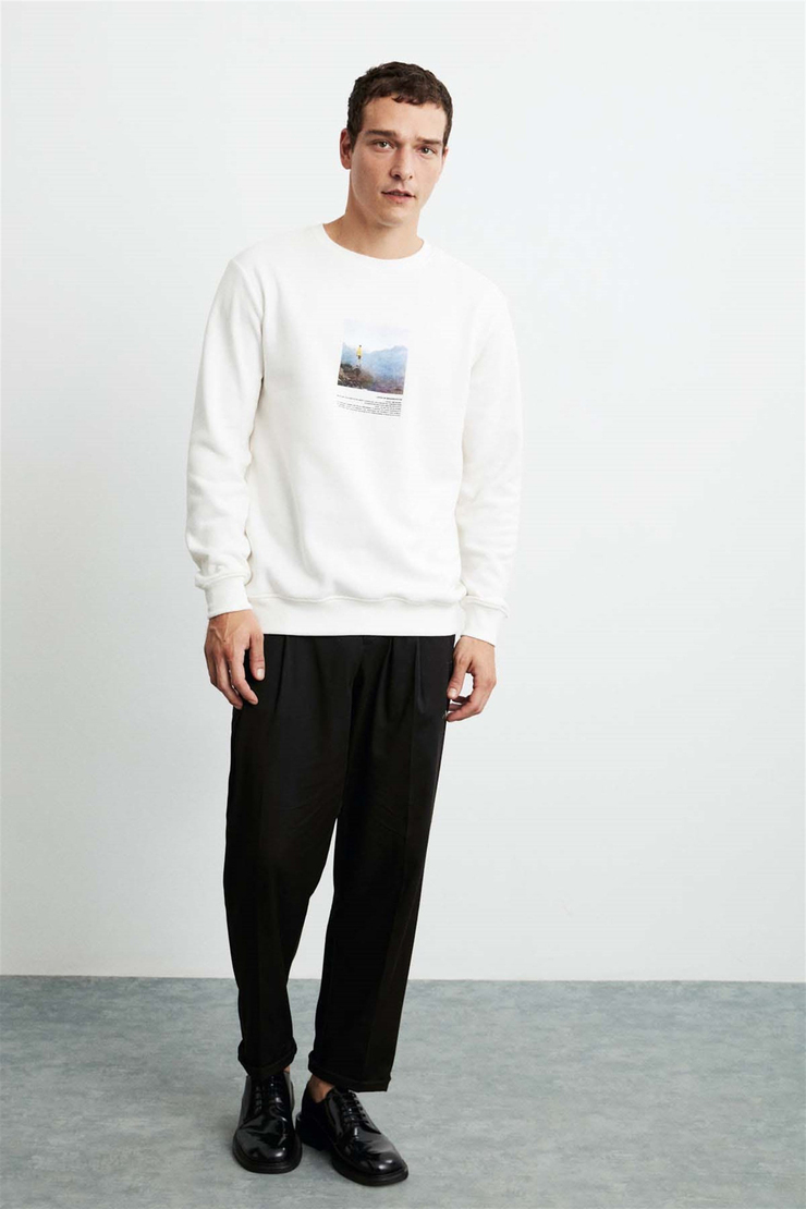 WINSTON Örme Comfort Fit Ekru  Sweatshirt