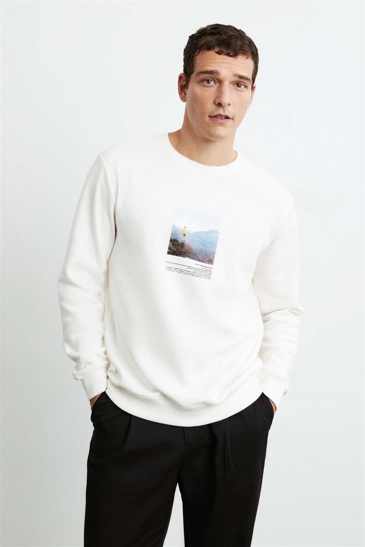 WINSTON Örme Comfort Fit Ekru  Sweatshirt