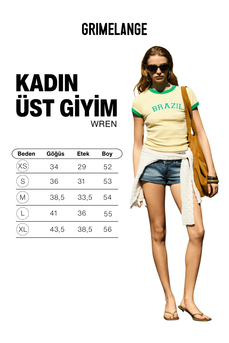WREN Kadın Yumuşak Ve Esnek Kumaşlıi Baskı Detaylı Slim Sarı T-Shirt
