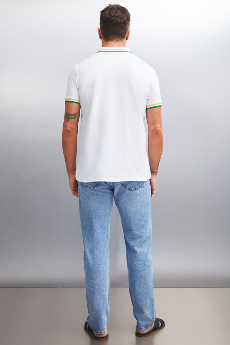 XANDER  Regular Beyaz Tekli Polo Yaka T-shirt