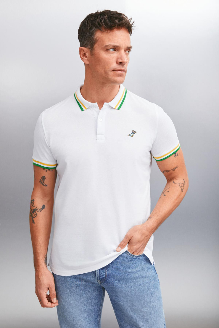 XANDER  Regular Beyaz Tekli Polo Yaka T-shirt