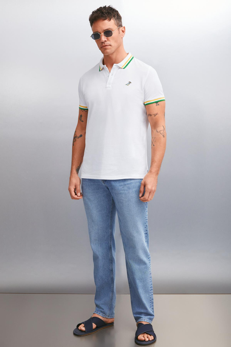 XANDER  Regular Beyaz Tekli Polo Yaka T-shirt