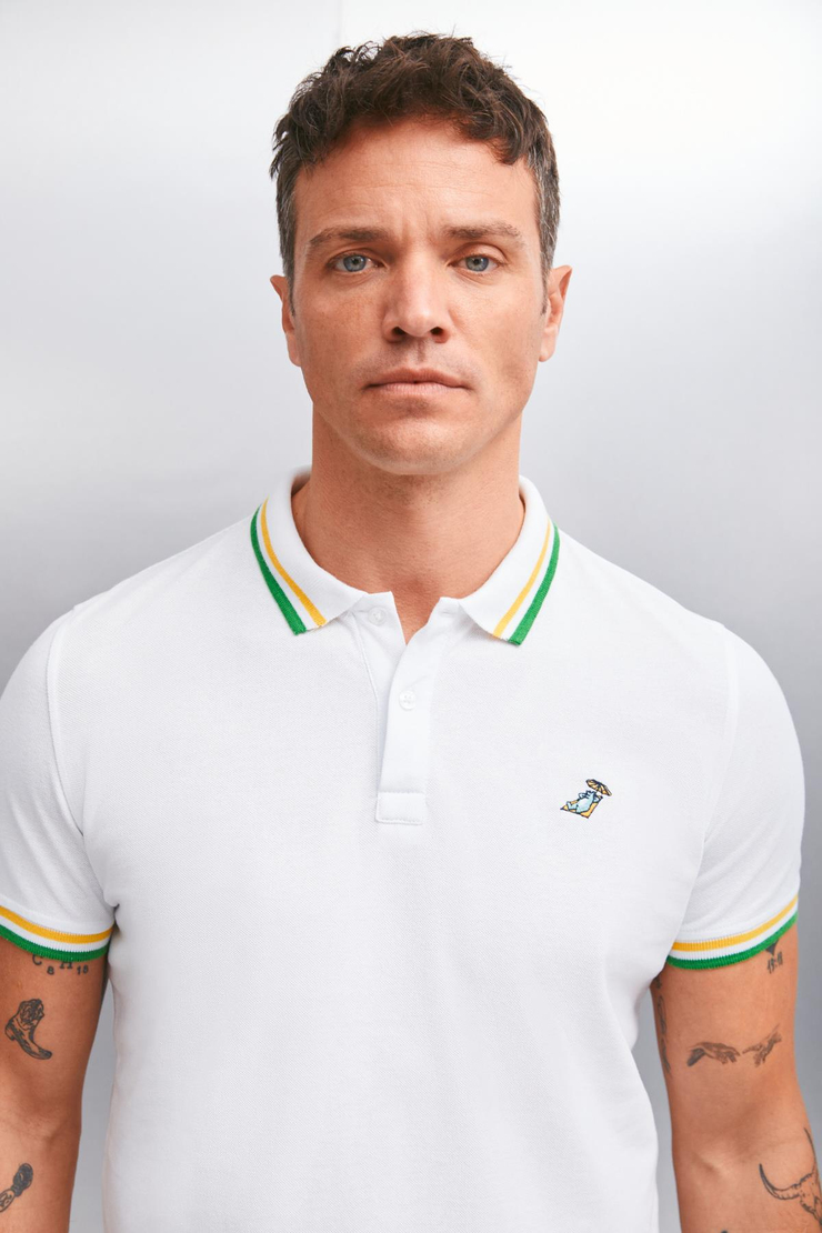 XANDER  Regular Beyaz Tekli Polo Yaka T-shirt
