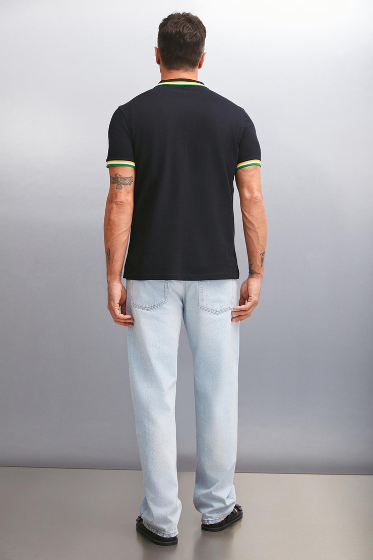 XANDER  Regular Siyah Tekli Polo Yaka T-shirt