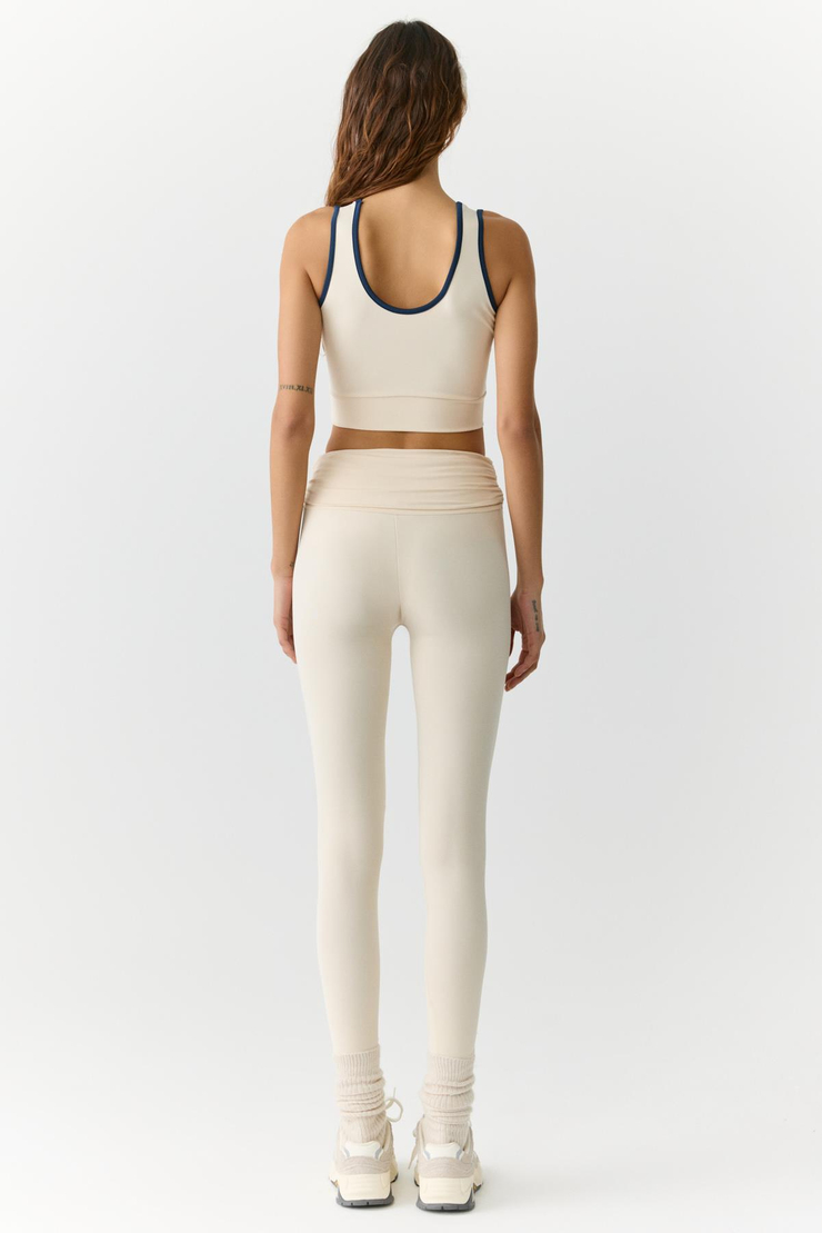 YANELİS Urban Beat Kadın Biyeli Sportswear Crop Ekru Atlet