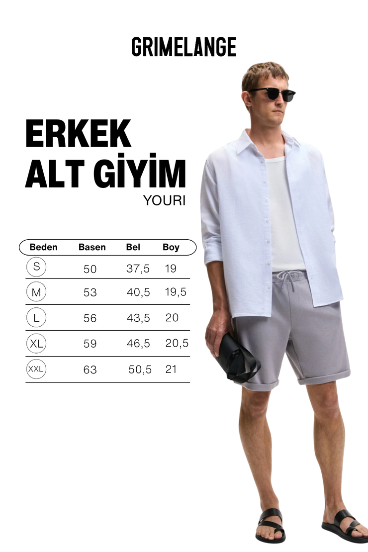 YOURI Erkek Beli Lastikli Arka Tek Cepli Relaxed Fit Lila Şort