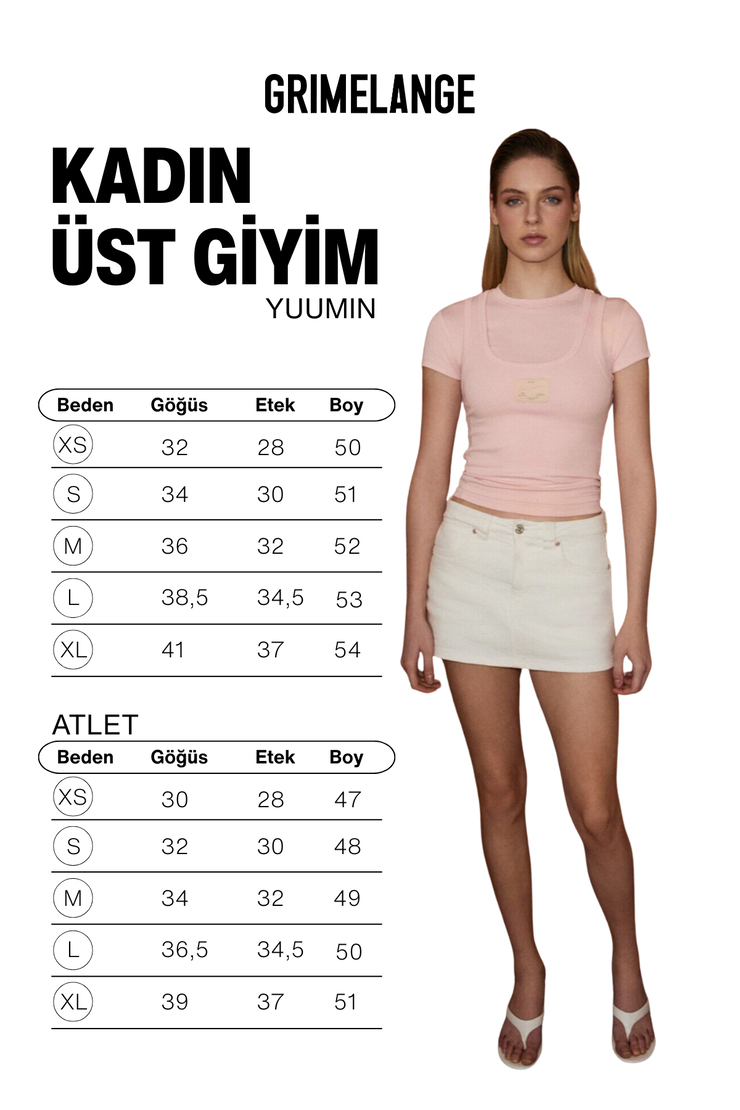 YUUMIN Kadın Yumuşak Ve Esnek Kumaşlı Atlet Tshırt Çift Kıyafetli Etiket Detaylı Pembe Bluz