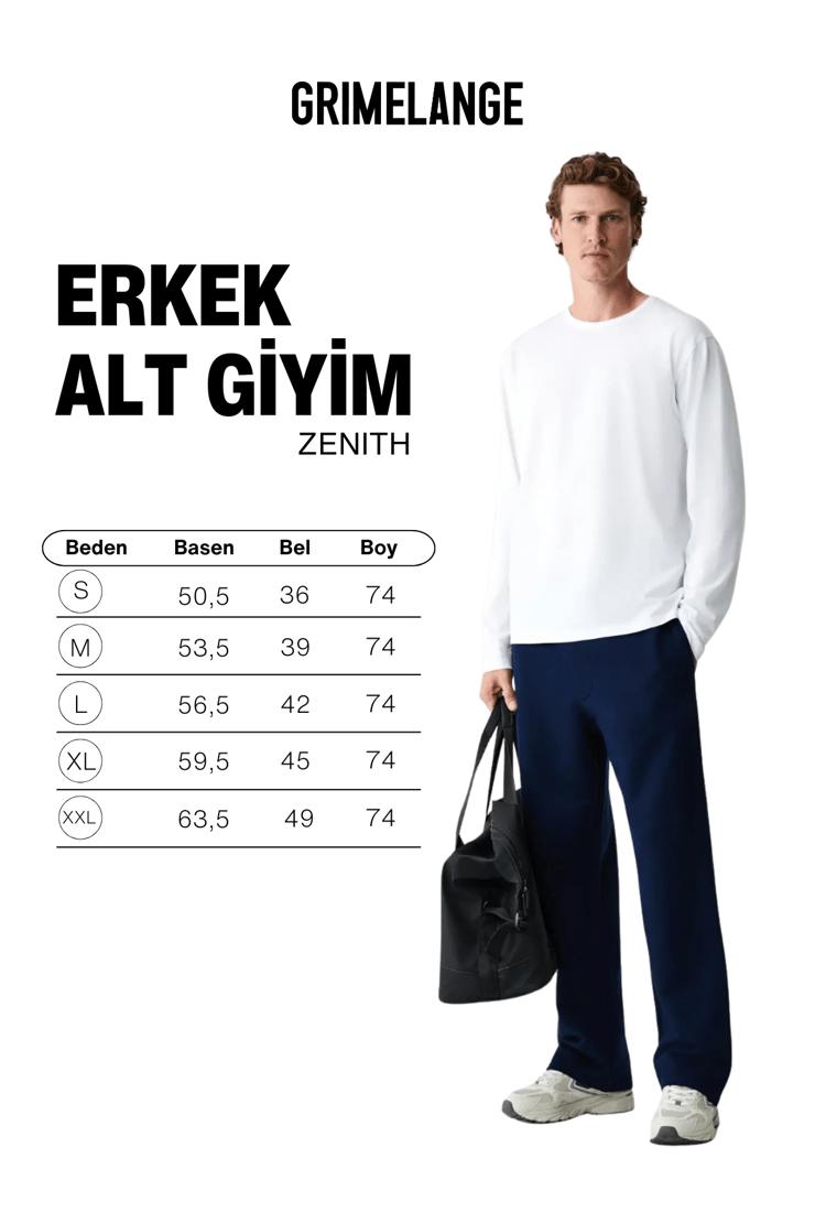 ZENITH Erkek Organik Pamuklu Beli Lastikli 4 Cepli Relaxed Fit Lacivert Eşofman Altı