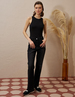 Marine Straight Yüksek Bel Denim Pantolon Siyah 19084