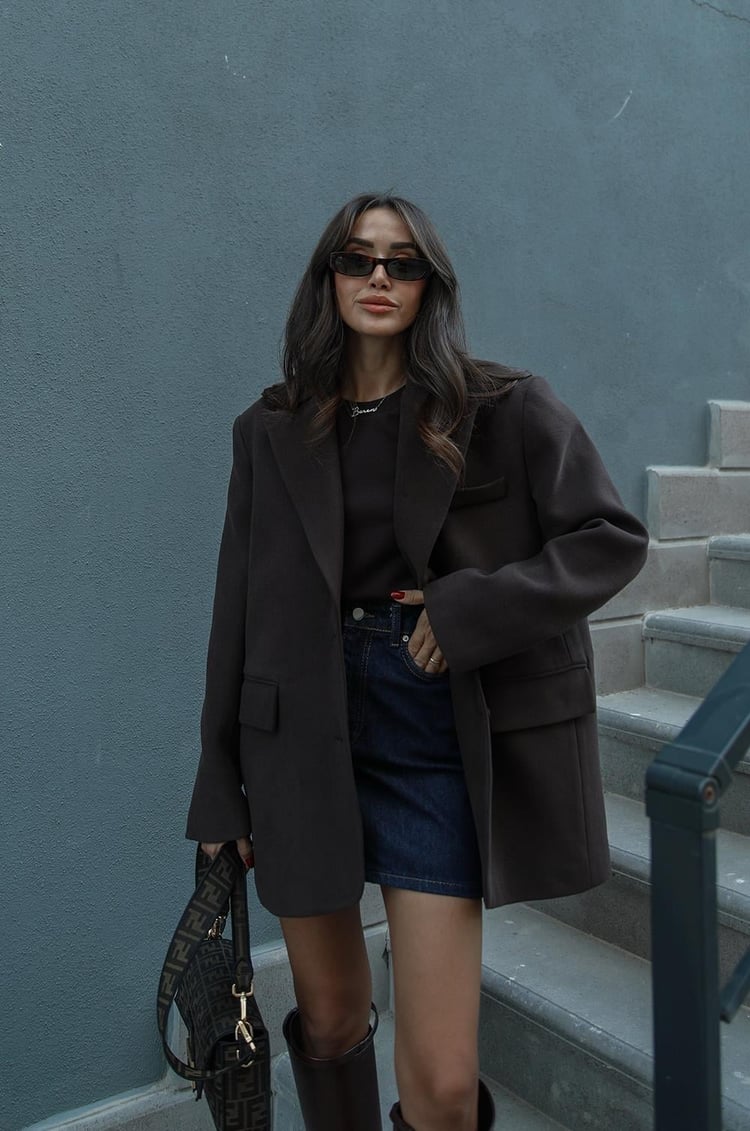 Acı Kahve Kaşe Blazer Ceket
