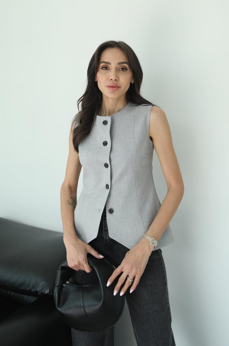 Açık Gri Carine Yelek