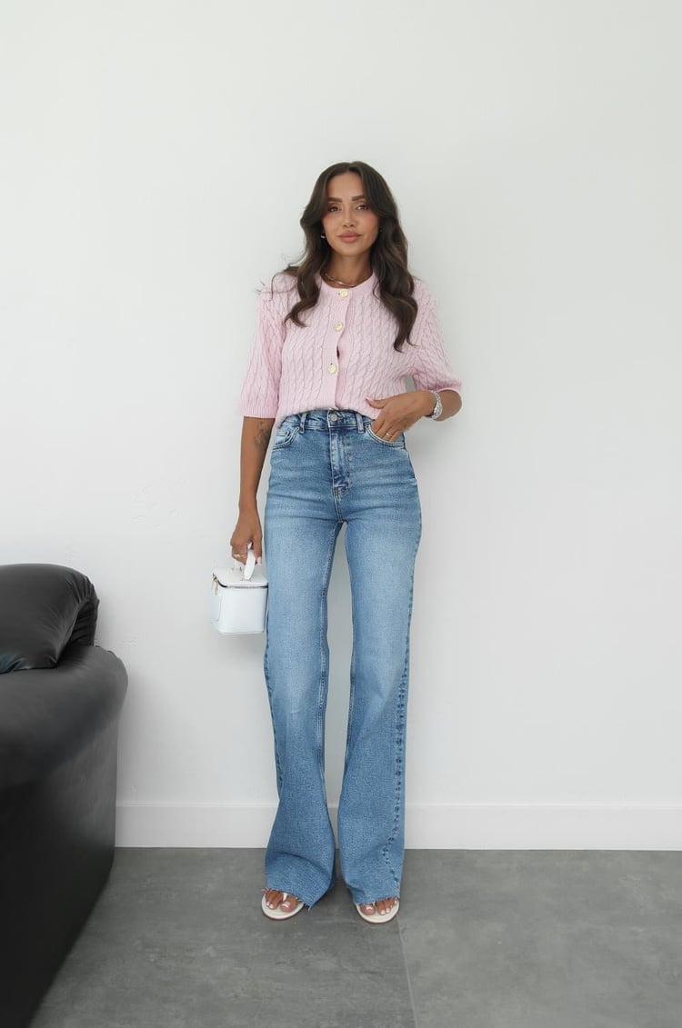 Açık Mavi Stretch Wide Leg Jean