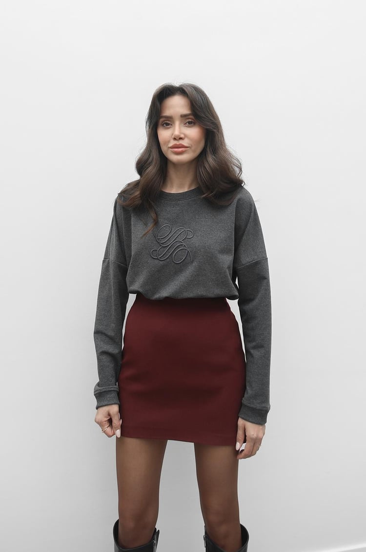 Antrasit İşlemeli Sweatshirt