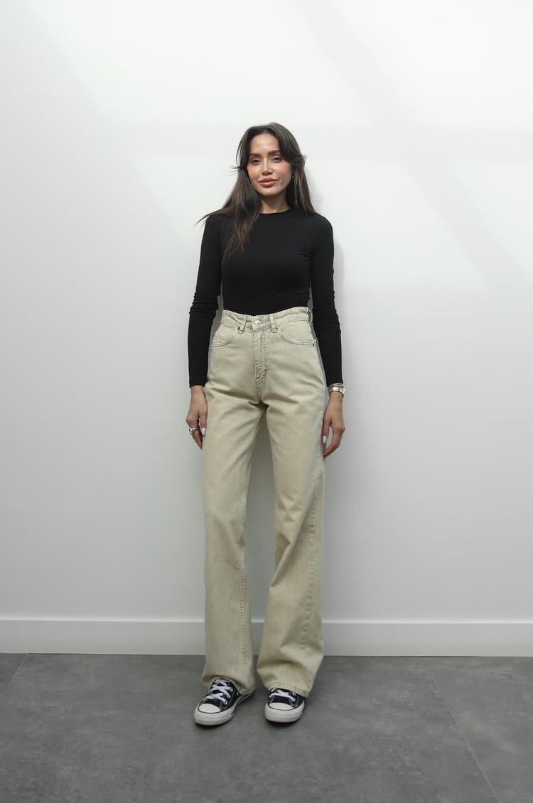 Bej Yıkamalı Kuzmina Straight Jean
