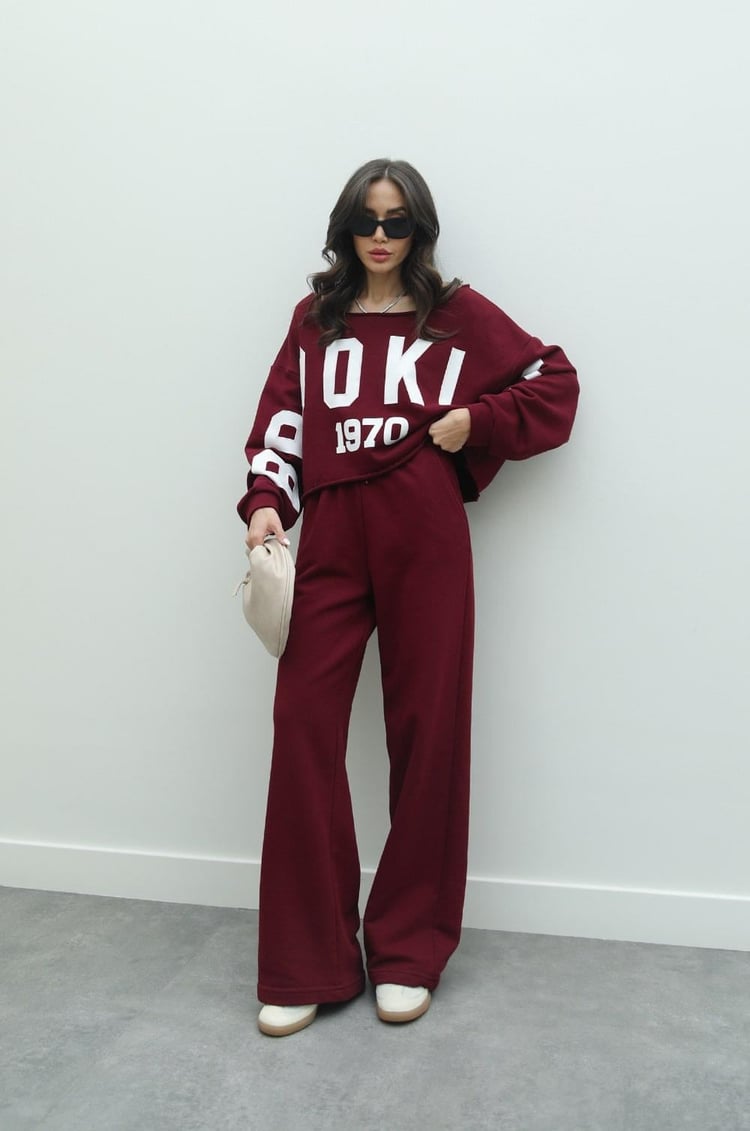 Bordo Brooklyn Baskılı Eşofman Takımı