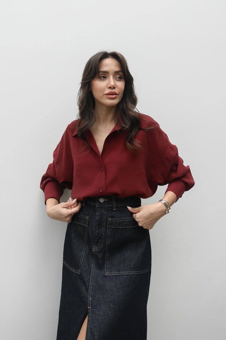 Bordo Oxford Gömlek