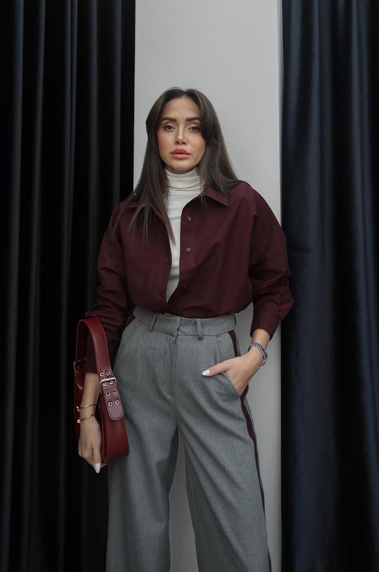 Bordo Poplin Gömlek