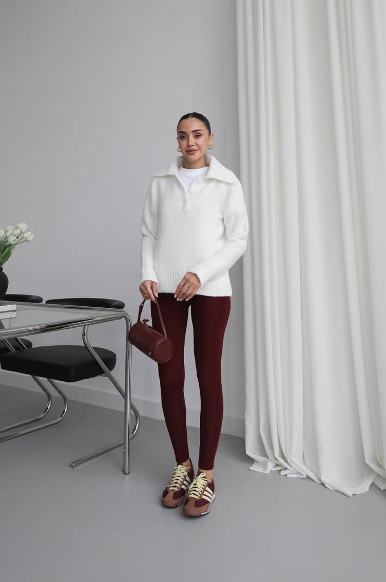 Bordo Stretchy Şardonlu Tayt