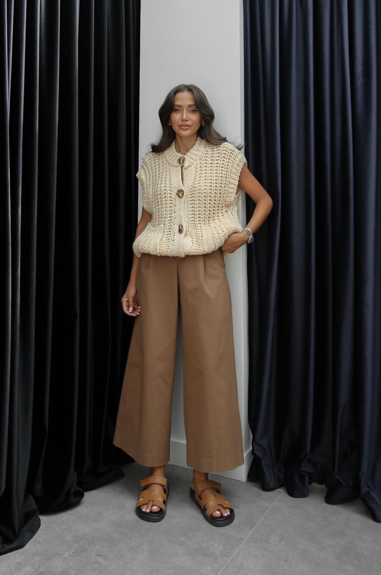 Camel Double Geniş Paça Pantolon
