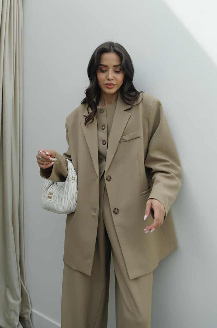 Camel Keila Vatkalı Blazer Ceket