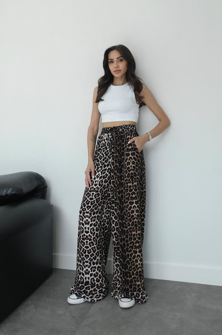 Cinzia Leopar Desenli Bol Paça Pantolon