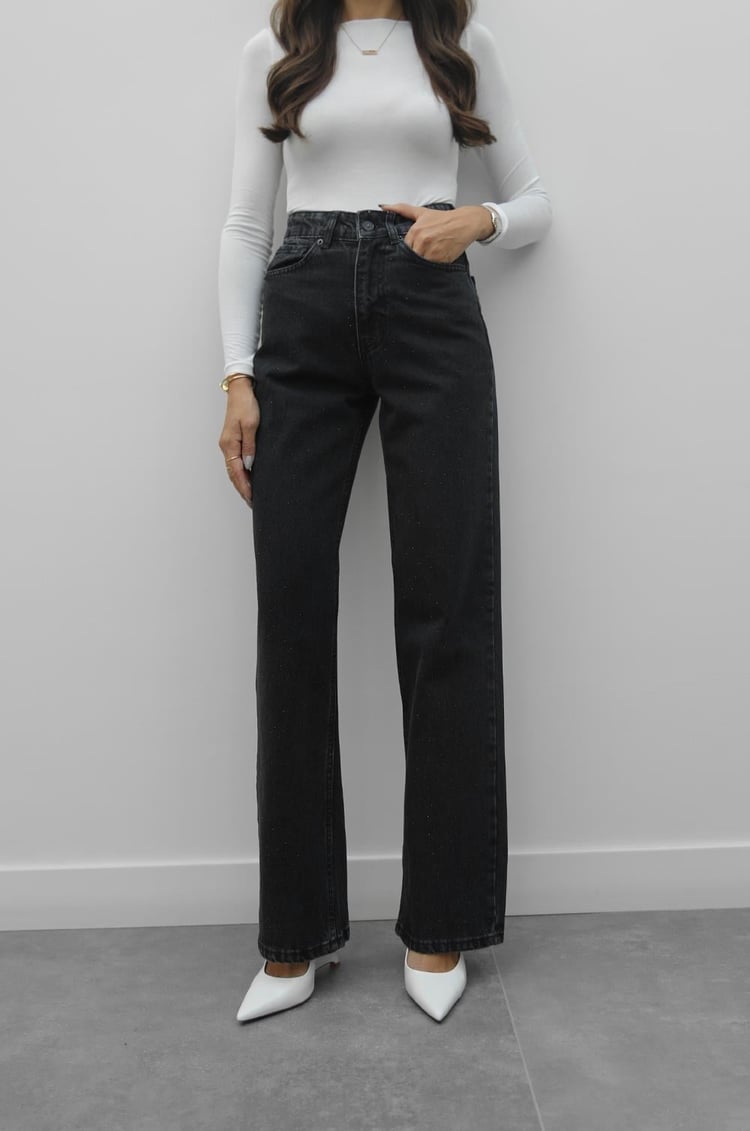 Füme Taşlı Straight Jean