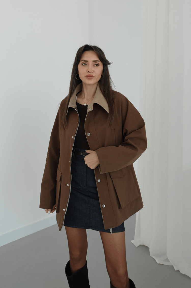 Kahverengi Hunting Süet Yakalı Ceket