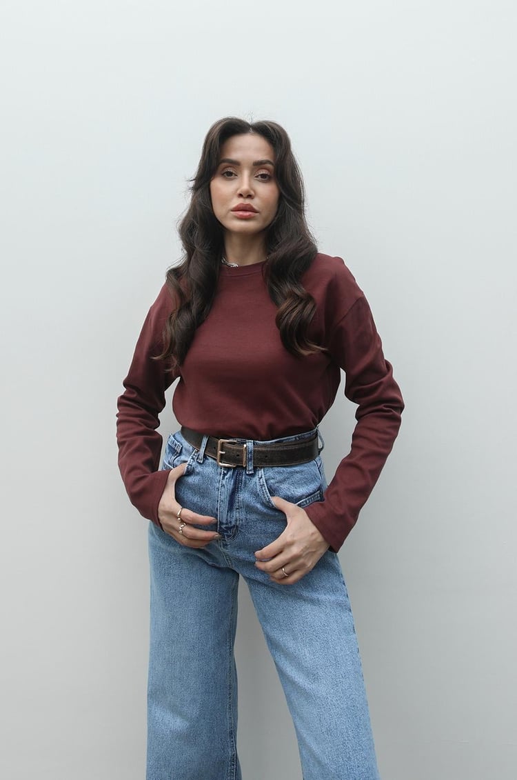 Kahverengi İnterlok Dokulu Sweatshirt