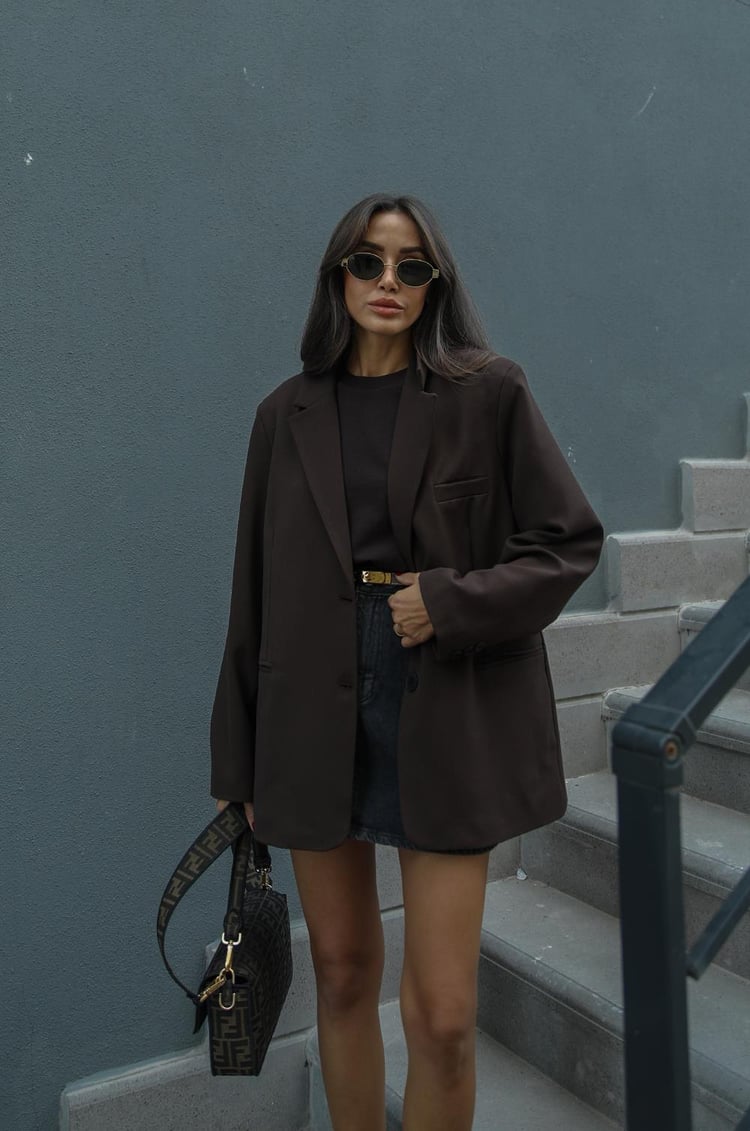 Kahverengi Oversize Blazer Ceket