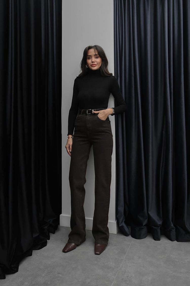 Kahverengi Straight Leg Kemerli Jean