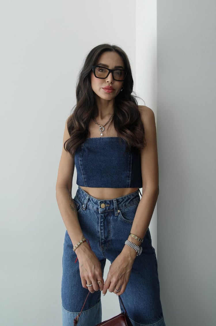Koyu Mavi Denim Büstiyer