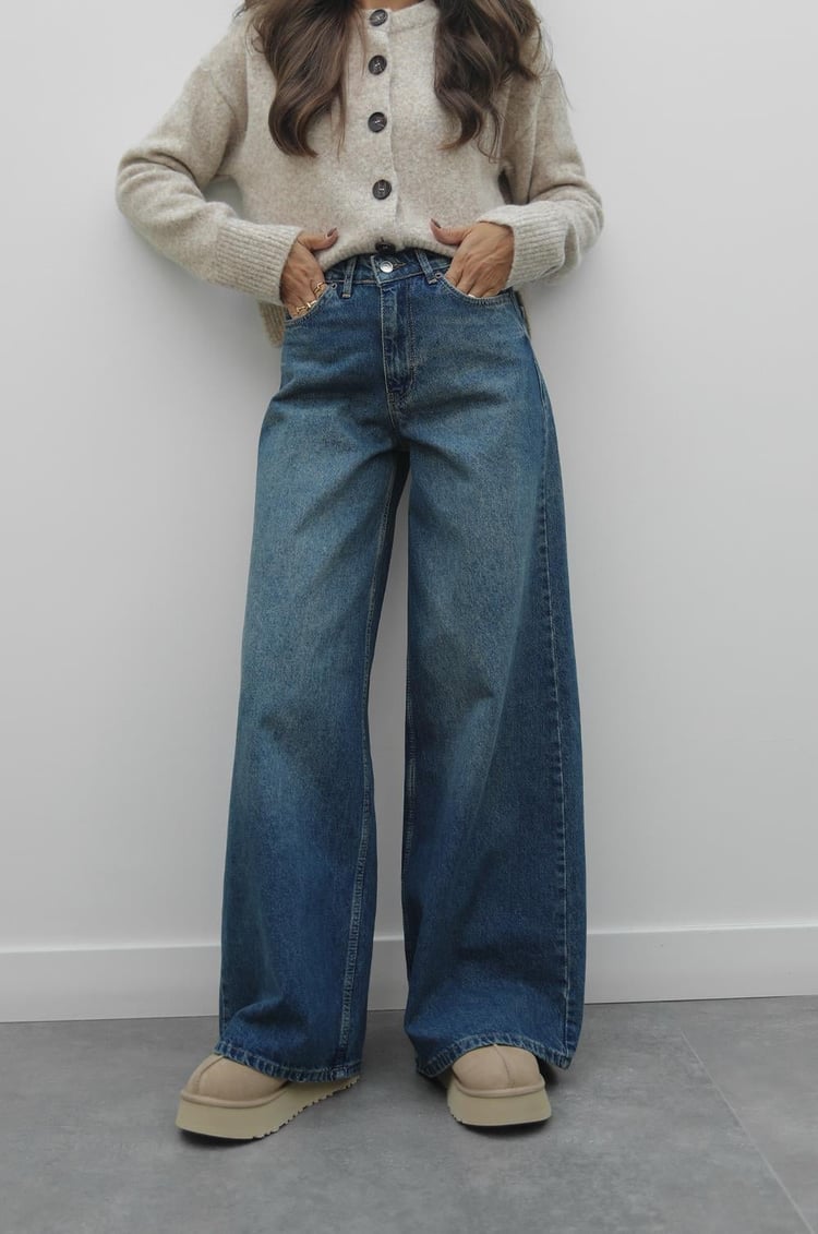Koyu Mavi Mona Wide Leg Jean