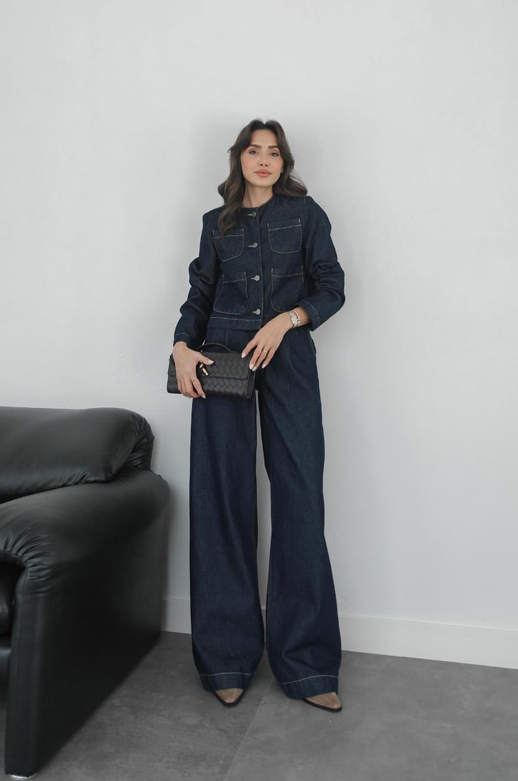 Lacivert Dört Cepli Ceket Denim Takım