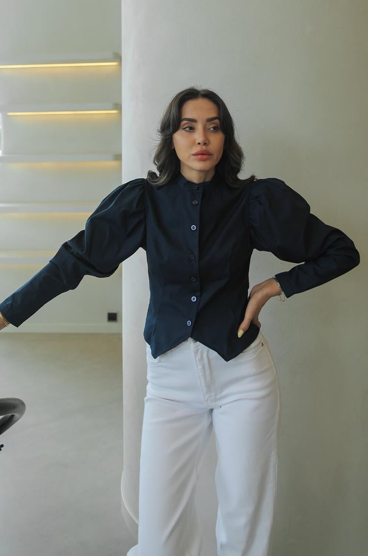 Lacivert Lilyana Gömlek