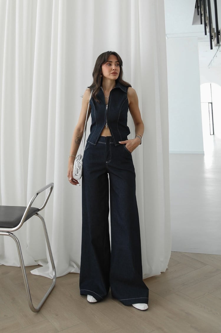 Lacivert Luke Yelek Pantolon Denim Takım