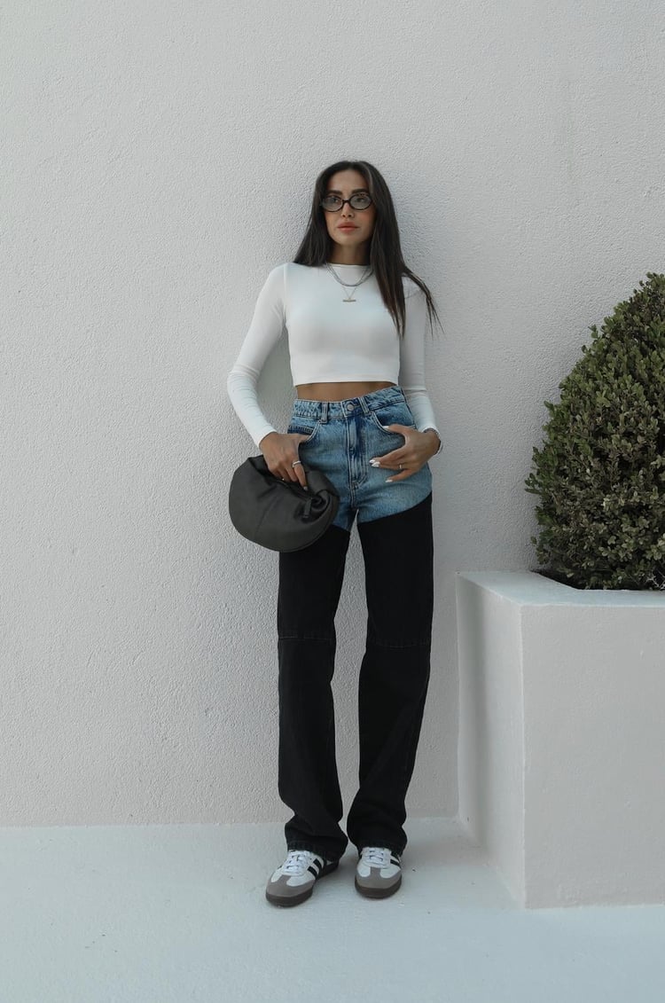 Mavi Füme Çift Renkli Jean