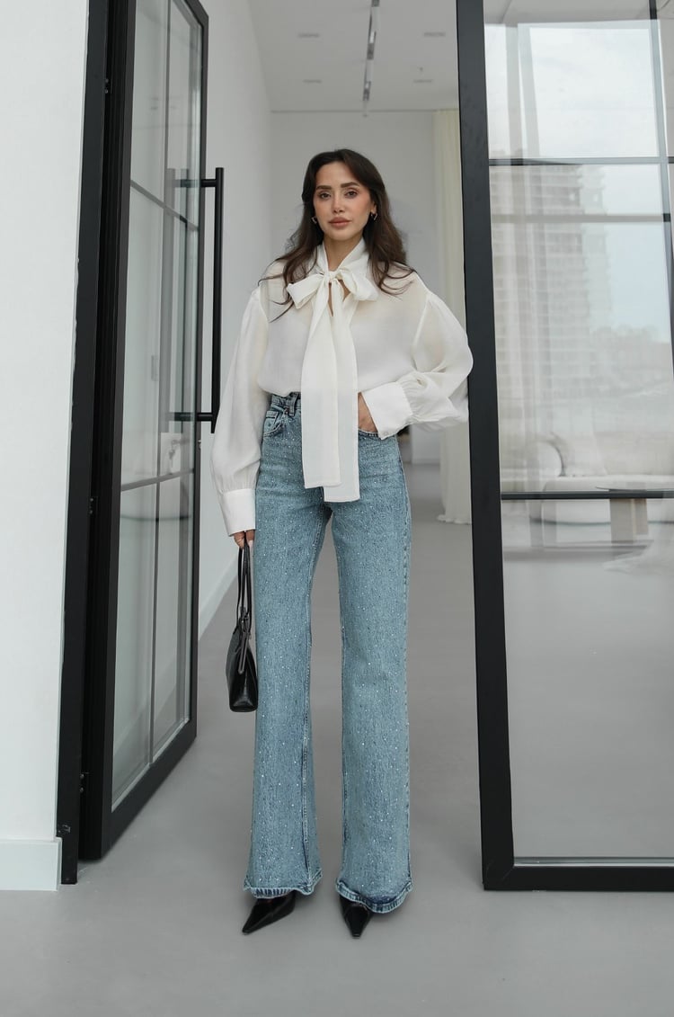Mavi Sanders Taşlı Wide Leg Jean