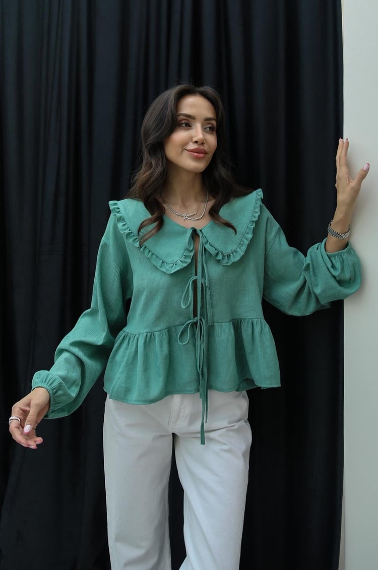 Mint Ester Bağlamalı Bluz
