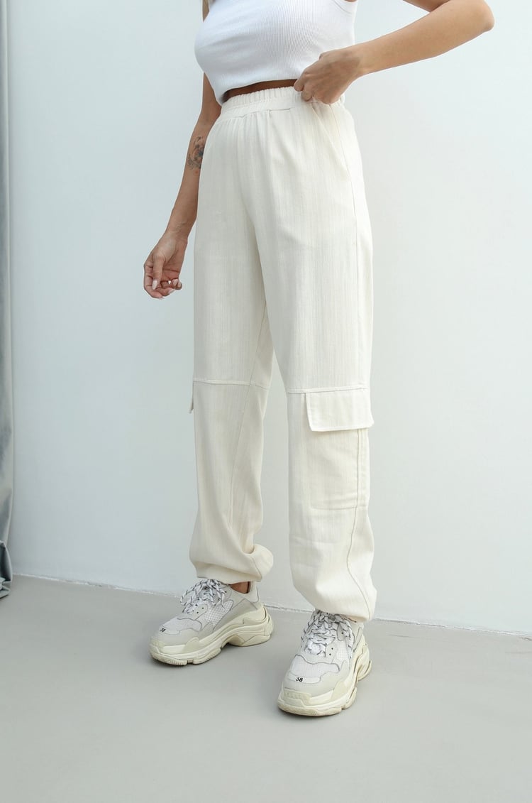 Natural Kargo Cepli Jogger Pantolon