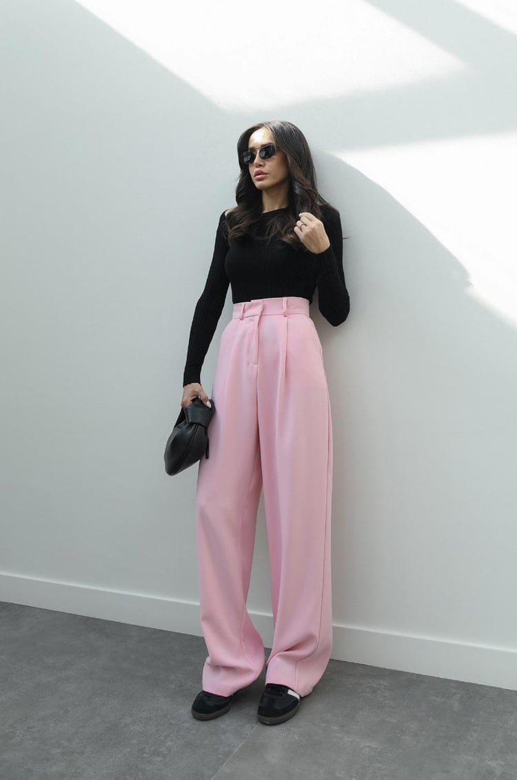 Pembe Dökümlü Palazzo Pantolon