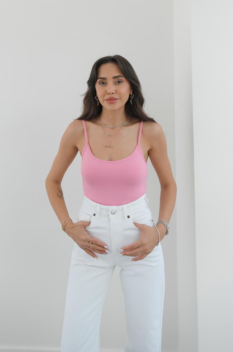 Pembe İnce Askılı Poliamid Top