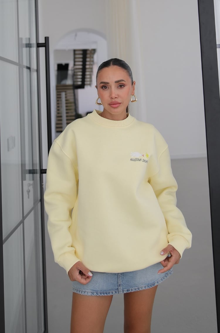 Sarı Agustina Shuan Baskılı Sweatshirt