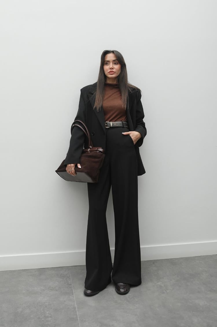 Siyah Aisha Blazer Ceket Pantolon Takım