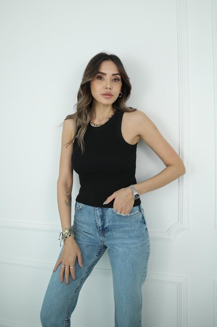 Siyah Barbell Fitilli Atlet